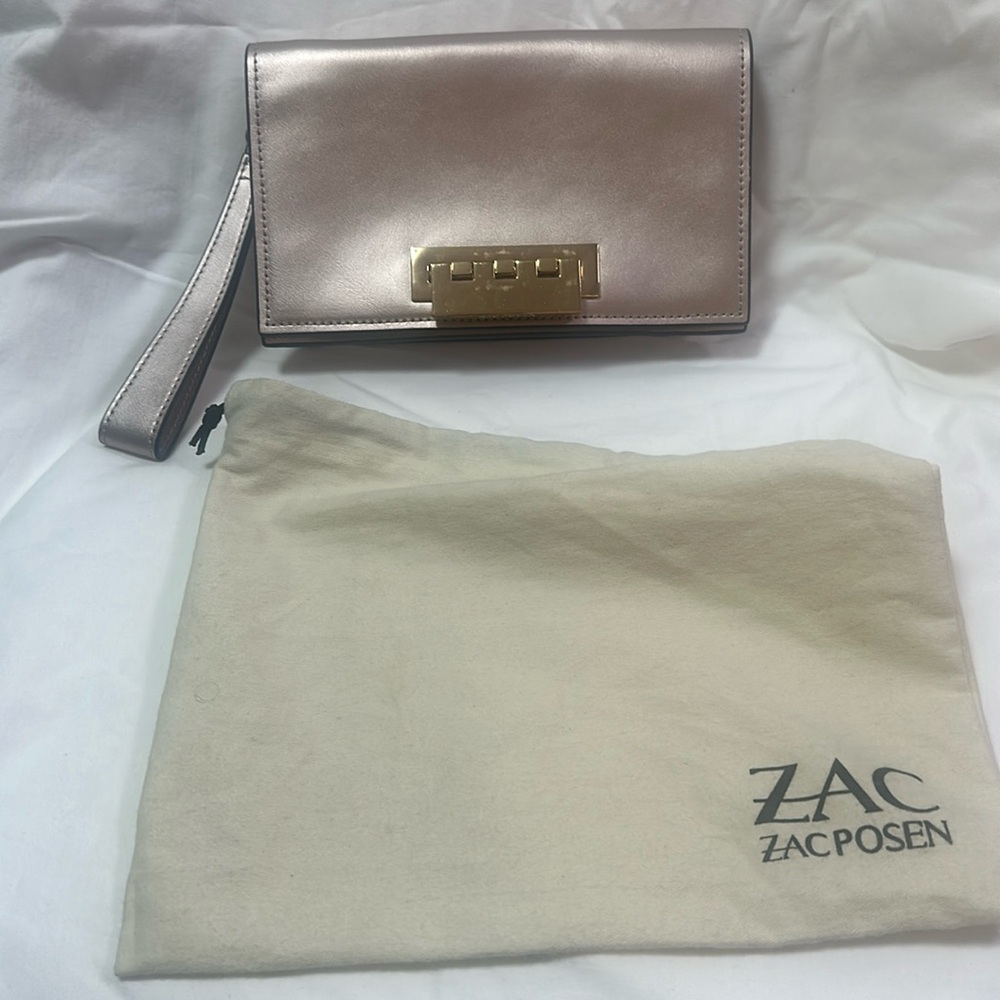 Zac Posen Earthette Gilded Rose Leather Clutch